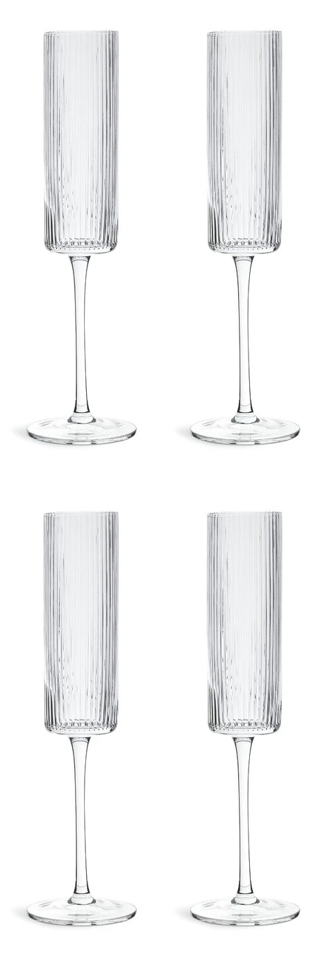 Habitat Ribbed Set of 4 Champagne Flute Habitat Ribbed Set Of 4 Champagne Flute -Habitat Furni Sales 6826305 R Z001A