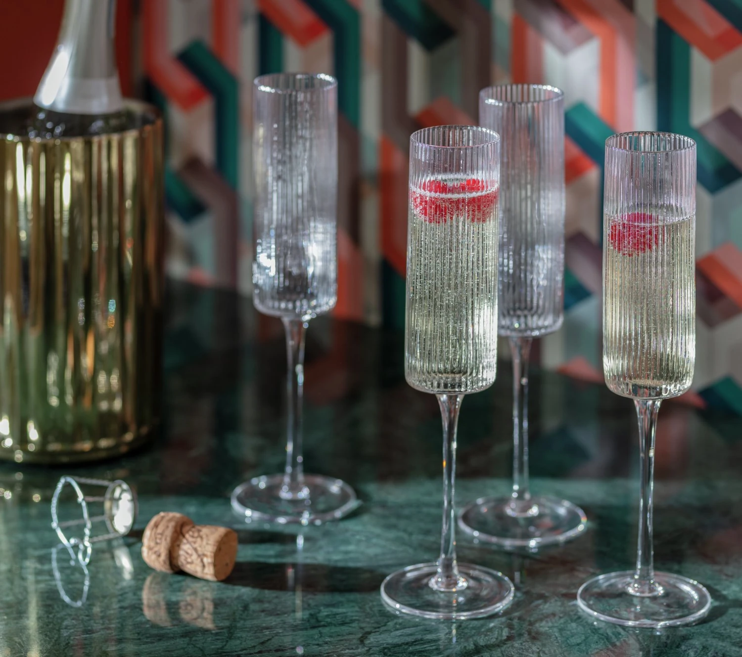 Habitat Ribbed Set of 4 Champagne Flute Habitat Ribbed Set Of 4 Champagne Flute -Habitat Furni Sales 6826305 R Z001C