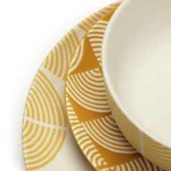 Habitat Block Print 12 Piece Stoneware Dinner Set - Yellow 4 Habitat Block Print 12 Piece Stoneware Dinner Set - Yellow -Habitat Furni Sales 7040575 R Z005A
