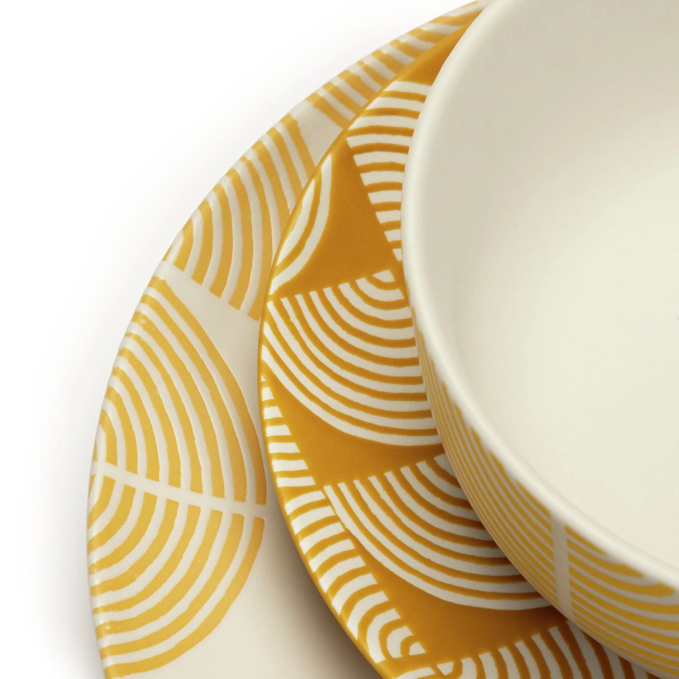 Habitat Block Print 12 Piece Stoneware Dinner Set - Yellow Habitat Block Print 12 Piece Stoneware Dinner Set - Yellow -Habitat Furni Sales 7040575 R Z005A