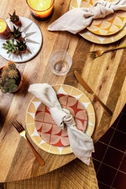 Habitat Block Print 12 Piece Stoneware Dinner Set - Yellow 5 Habitat Block Print 12 Piece Stoneware Dinner Set - Yellow -Habitat Furni Sales 7040575 R Z005C