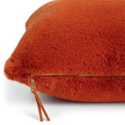 Habitat Plain Faux Fur Cushion - Burnt Orange - 43X43cm -Habitat Furni Sales 7048663 R Z003A