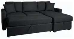 Habitat Reagan Corner Chaise Faux Leather Sofa Bed - Black -Habitat Furni Sales 7067668 R Z003A