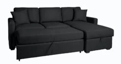 Habitat Reagan Corner Chaise Faux Leather Sofa Bed - Black -Habitat Furni Sales 7067668 R Z007A