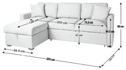 Habitat Reagan Left Corner Chaise Sofa Bed - Natural -Habitat Furni Sales 7118847 R Z020A