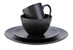 Habitat Geo 16 Piece Stoneware Dinner Set - Black -Habitat Furni Sales 7665242 R Z002A