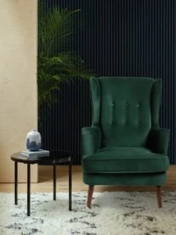 Habitat Callie Velvet Wingback Chair - Forest Green -Habitat Furni Sales 7878486 R Z001C