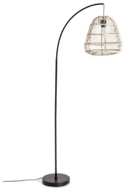 Habitat Rattan Arc Floor Lamp - Cream And Black 1 Habitat Rattan Arc Floor Lamp - Cream And Black -Habitat Furni Sales 8024789 R Z001C