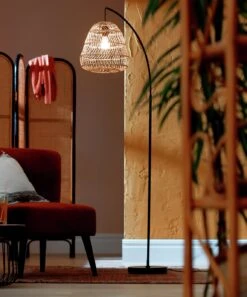 Habitat Rattan Arc Floor Lamp - Cream And Black 9 Habitat Rattan Arc Floor Lamp - Cream And Black -Habitat Furni Sales 8024789 R Z002C