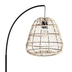 Habitat Rattan Arc Floor Lamp - Cream And Black 6 Habitat Rattan Arc Floor Lamp - Cream And Black -Habitat Furni Sales 8024789 R Z005A