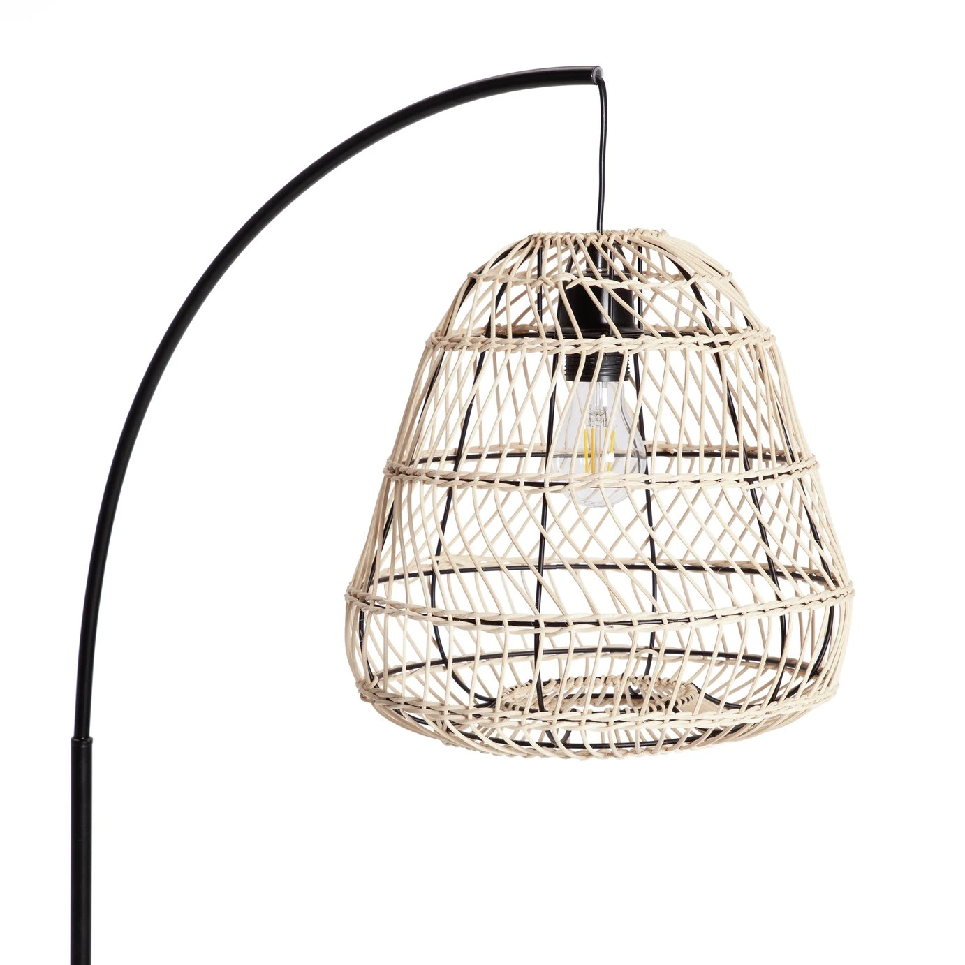 Habitat Rattan Arc Floor Lamp - Cream and Black Habitat Rattan Arc Floor Lamp - Cream And Black -Habitat Furni Sales 8024789 R Z005A