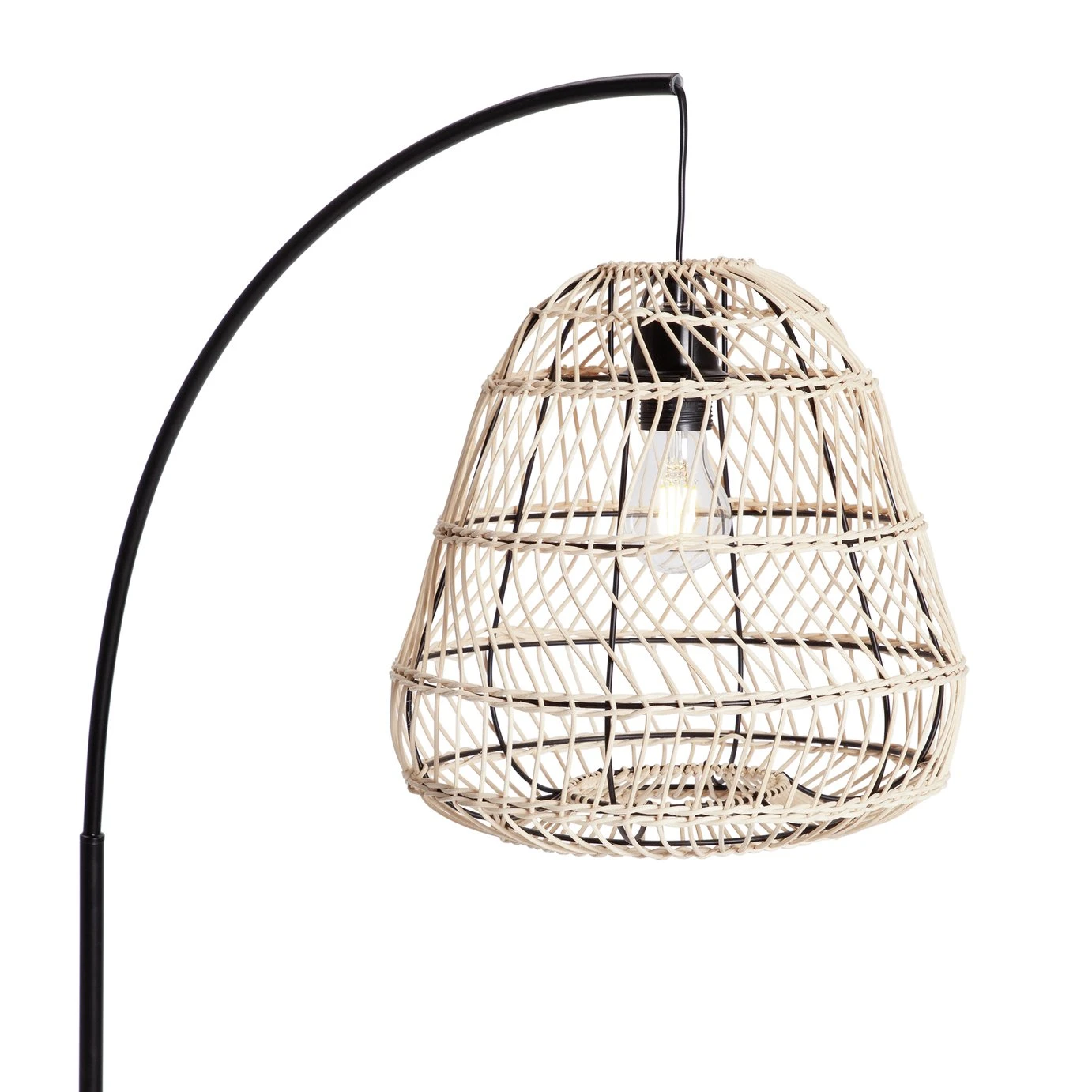 Habitat Rattan Arc Floor Lamp - Cream and Black Habitat Rattan Arc Floor Lamp - Cream And Black -Habitat Furni Sales 8024789 R Z006A
