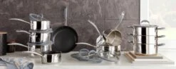 Habitat 5 Piece Stainless Steel With Silicone Rim Pan Set -Habitat Furni Sales 8042785 R Z002C