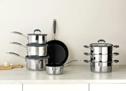 Habitat 5 Piece Stainless Steel With Silicone Rim Pan Set -Habitat Furni Sales 8042785 R Z005C