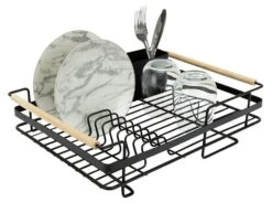Habitat Wire Dishdrainer - Wood And Black -Habitat Furni Sales 8092010 R Z007A