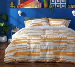 Habitat Stripe Mustard & White Bedding Set - Single -Habitat Furni Sales 8442323 R Z004A