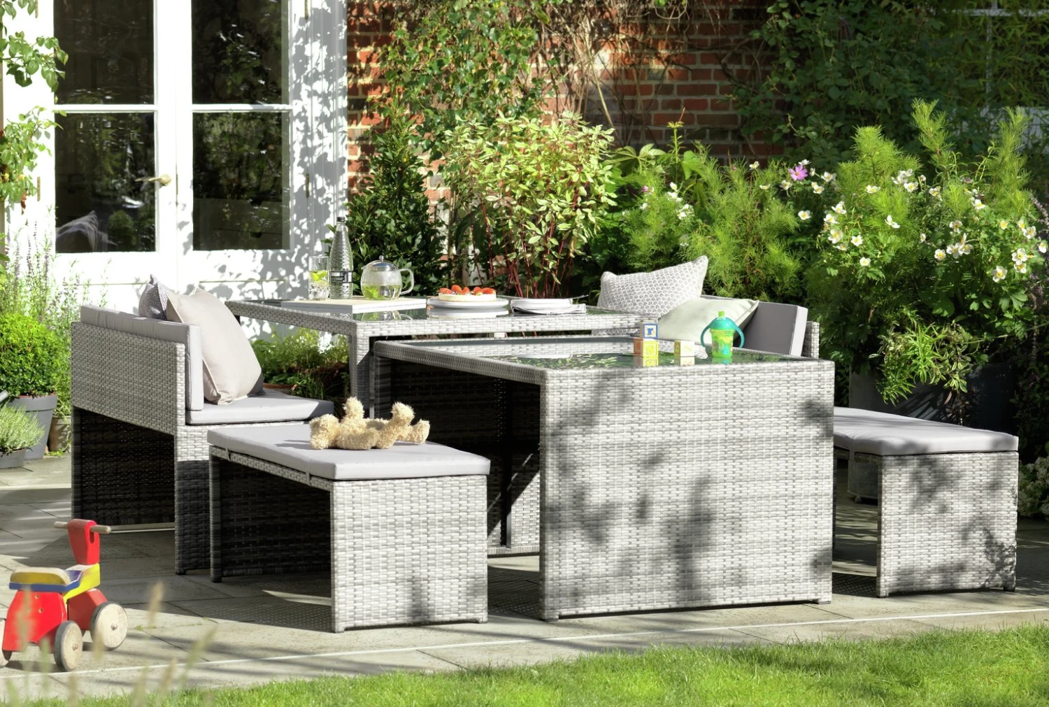 Habitat 2 Seater Space Saving Rattan Effect Patio Set - Grey Habitat 2 Seater Space Saving Rattan Effect Patio Set - Grey -Habitat Furni Sales 8563350 R Z001C