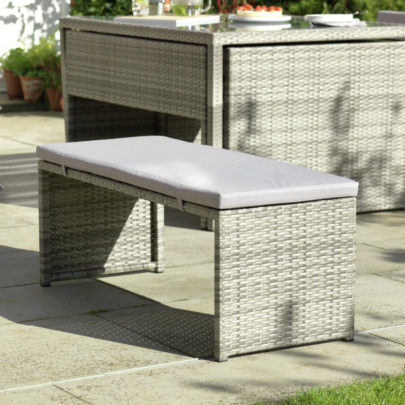 Habitat 2 Seater Space Saving Rattan Effect Patio Set - Grey Habitat 2 Seater Space Saving Rattan Effect Patio Set - Grey -Habitat Furni Sales 8563350 R Z009C