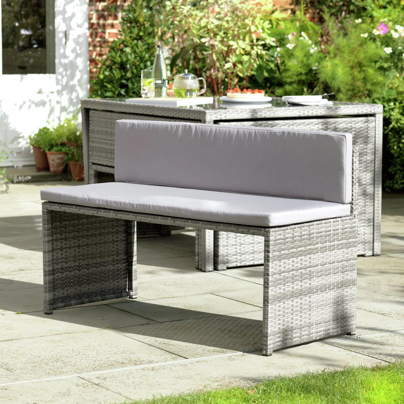 Habitat 2 Seater Space Saving Rattan Effect Patio Set - Grey Habitat 2 Seater Space Saving Rattan Effect Patio Set - Grey -Habitat Furni Sales 8563350 R Z010C