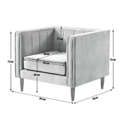 Habitat Vanessa Velvet Armchair - Grey -Habitat Furni Sales 8595809 R Z020A