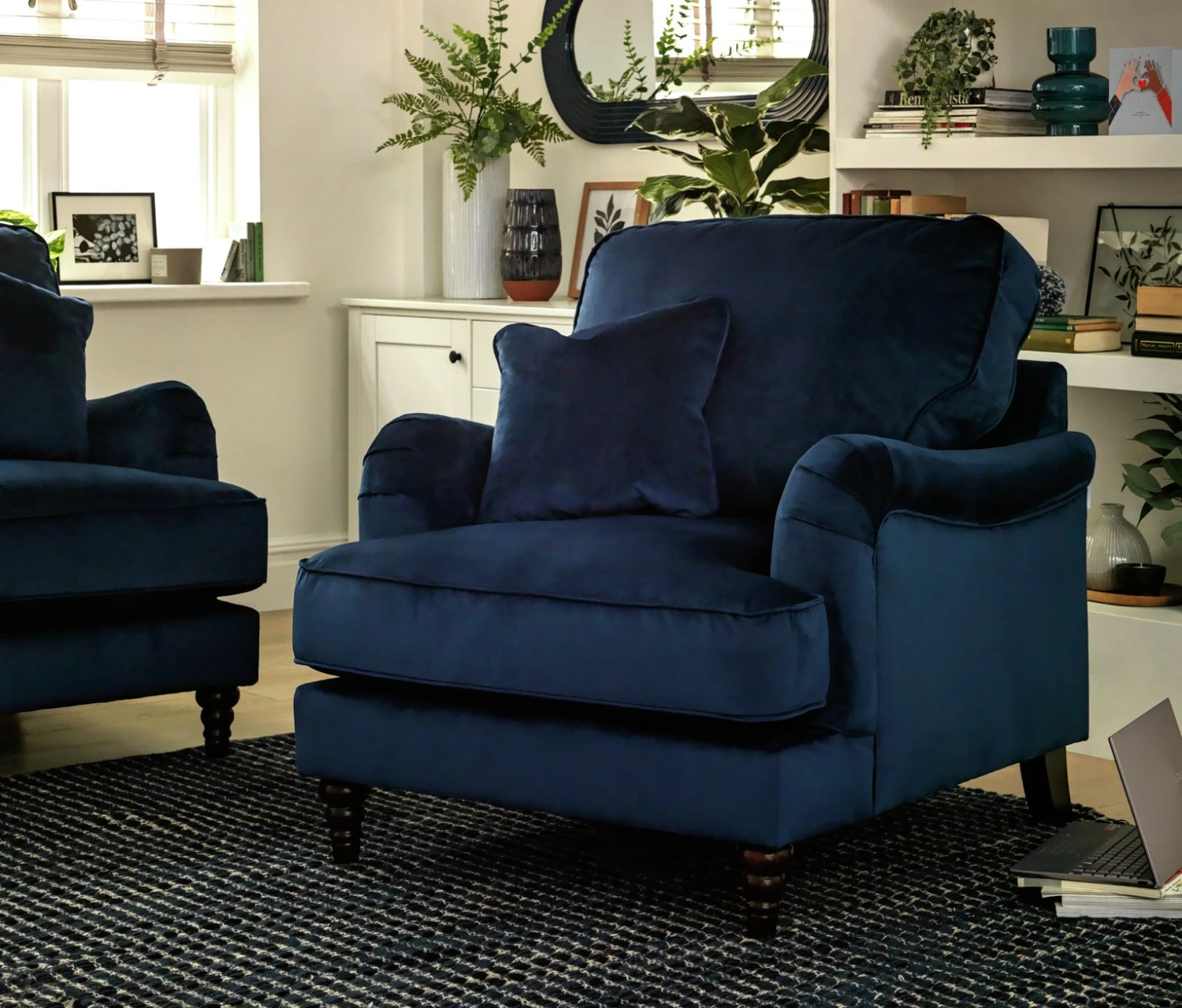 Habitat Matilda Velvet Armchair - Blue Habitat Matilda Velvet Armchair - Blue -Habitat Furni Sales 8878595 R Z001C