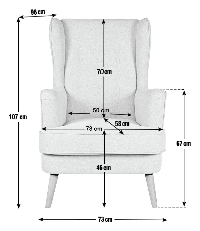 Habitat Callie Fabric Wingback Chair- Light Grey Habitat Callie Fabric Wingback Chair- Light Grey -Habitat Furni Sales 8884950 R E020
