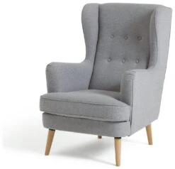 Habitat Callie Fabric Wingback Chair- Light Grey 4 Habitat Callie Fabric Wingback Chair- Light Grey -Habitat Furni Sales 8884950 R Z002A