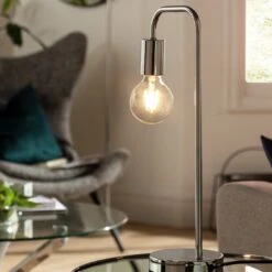 Habitat Rayner Steel LED Table Lamp - Chrome