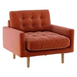 Habitat Fenner Velvet Fabric Armchair - Orange -Habitat Furni Sales 8962982 R Z002A