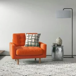 Habitat Fenner Velvet Fabric Armchair - Orange -Habitat Furni Sales 8962982 R Z002C