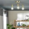 Habitat Rayner Steel 3 Light LED Flush Ceiling Light - Brass