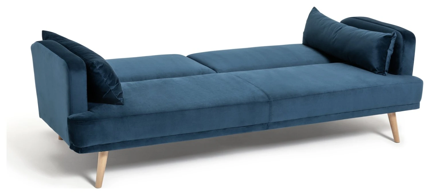 Habitat Andy 3 Seater Velvet Clic Clac Sofa Bed - Blue Habitat Andy 3 Seater Velvet Clic Clac Sofa Bed - Blue -Habitat Furni Sales 9160659 R Z003A