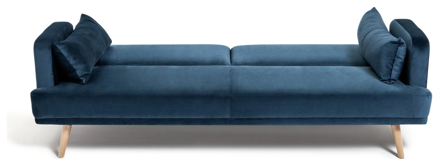 Habitat Andy 3 Seater Velvet Clic Clac Sofa Bed - Blue Habitat Andy 3 Seater Velvet Clic Clac Sofa Bed - Blue -Habitat Furni Sales 9160659 R Z006A