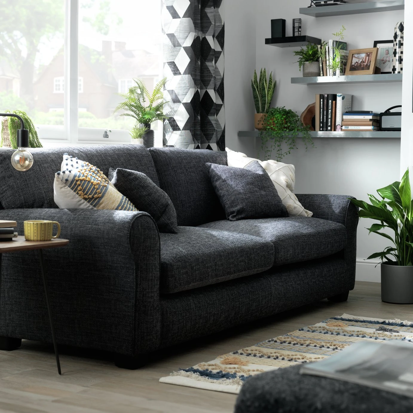 Habitat Lisbon Fabric 4 Seater Sofa - Charcoal Habitat Lisbon Fabric 4 Seater Sofa - Charcoal -Habitat Furni Sales 9178555 R Z001C