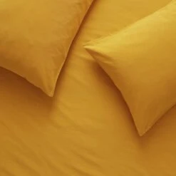 Habitat Stonewashed Cotton Plain Mustard Bedding Set -Double -Habitat Furni Sales 9189252 R Z002A