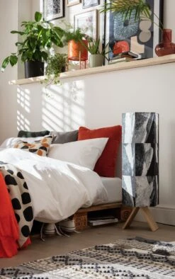 Habitat Whiteleaf Printed Column Floor Lamp - Black & White -Habitat Furni Sales 9201910 R Z002C