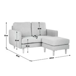 Habitat Remi Fabric 2 Seater Chaise Sofa In A Box-Light Grey -Habitat Furni Sales 9203341 R Z020A