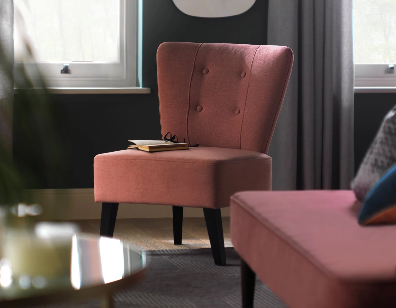 Habitat Delilah Fabric Cocktail Chair - Light Grey Habitat Delilah Fabric Cocktail Chair - Light Grey -Habitat Furni Sales 9221433 R Z001C