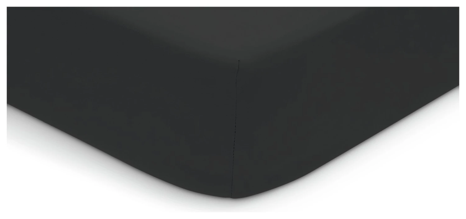 Habitat Washed Plain Charcoal Fitted Sheet - Double Habitat Washed Plain Charcoal Fitted Sheet - Double -Habitat Furni Sales 9230280 R Z001A