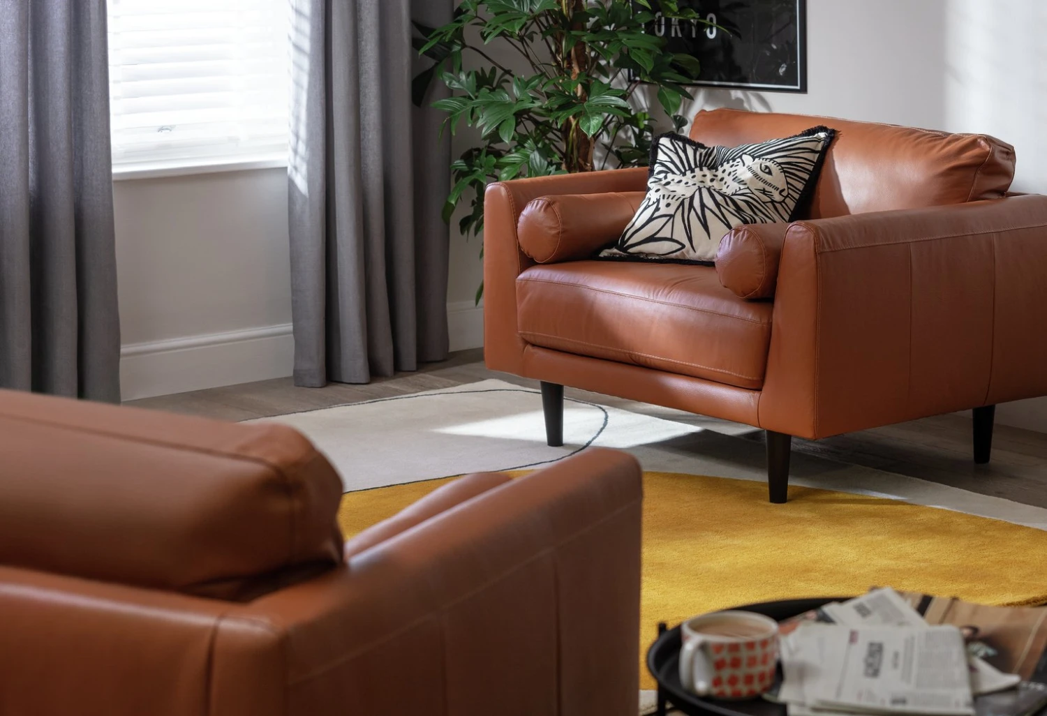 Habitat Jackson Leather Cuddle Chair - Tan Habitat Jackson Leather Cuddle Chair - Tan -Habitat Furni Sales 9309939 R Z001C