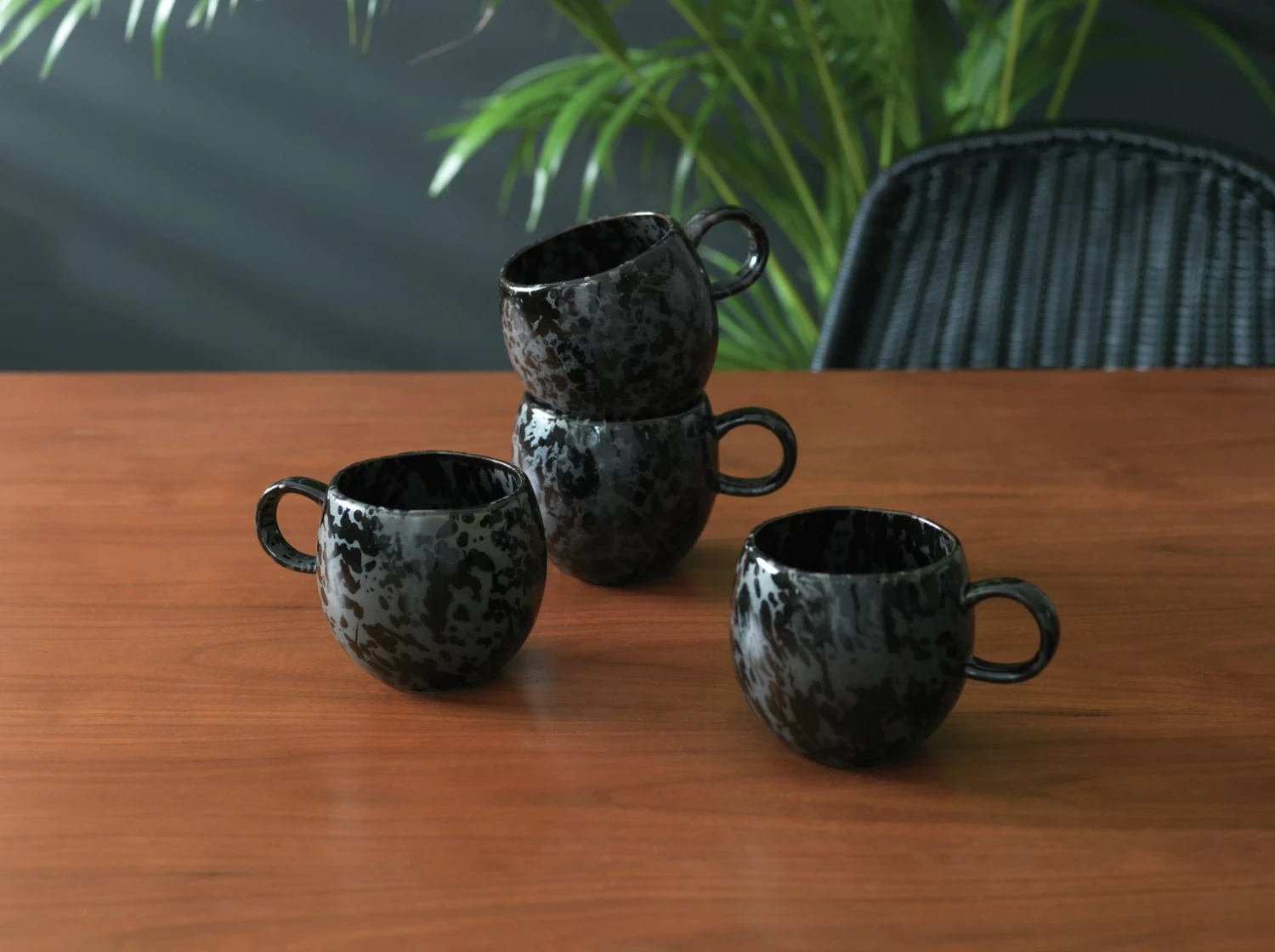 Habitat Set of 4 Preto Stoneware Mugs Habitat Set Of 4 Preto Stoneware Mugs -Habitat Furni Sales 9310784 R Z001C