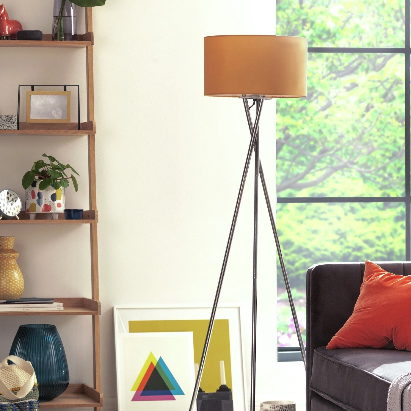 Habitat Tripod Floor Lamp - Mustard and Chrome Habitat Tripod Floor Lamp - Mustard And Chrome -Habitat Furni Sales 9336335 R Z001A