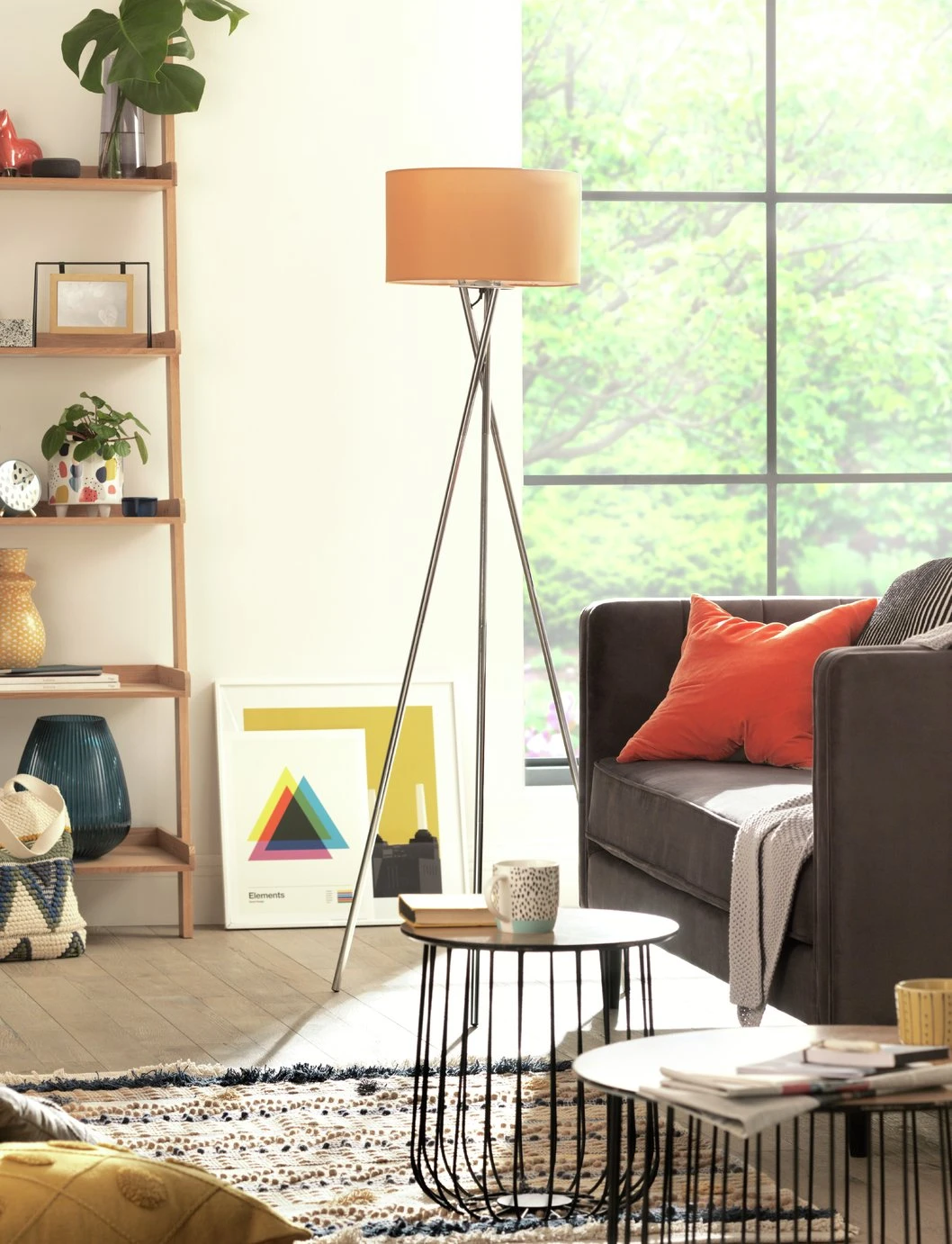 Habitat Tripod Floor Lamp - Mustard and Chrome Habitat Tripod Floor Lamp - Mustard And Chrome -Habitat Furni Sales 9336335 R Z002C