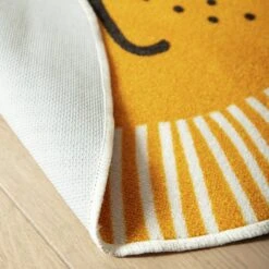 Habitat Kids Lion Face Circle Rug - Yellow - 100x100cm -Habitat Furni Sales 9338065 R Z003C