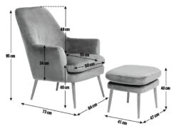 Habitat Celine Velvet Wingback Chair With Footstool-Charcoal 3 Habitat Celine Velvet Wingback Chair With Footstool-Charcoal -Habitat Furni Sales 9401019 R E001