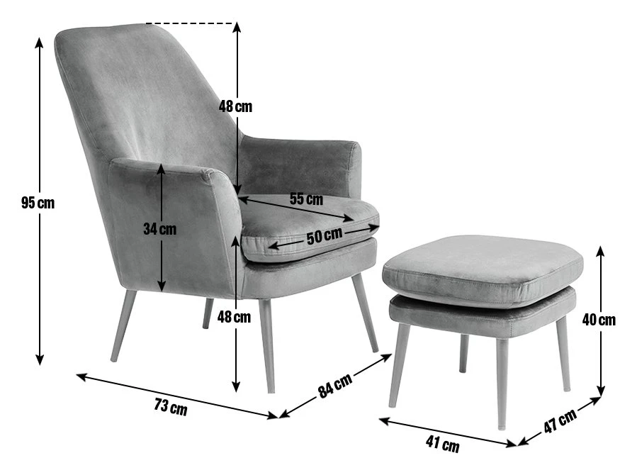Habitat Celine Velvet Wingback Chair with Footstool-Charcoal Habitat Celine Velvet Wingback Chair With Footstool-Charcoal -Habitat Furni Sales 9401019 R E001