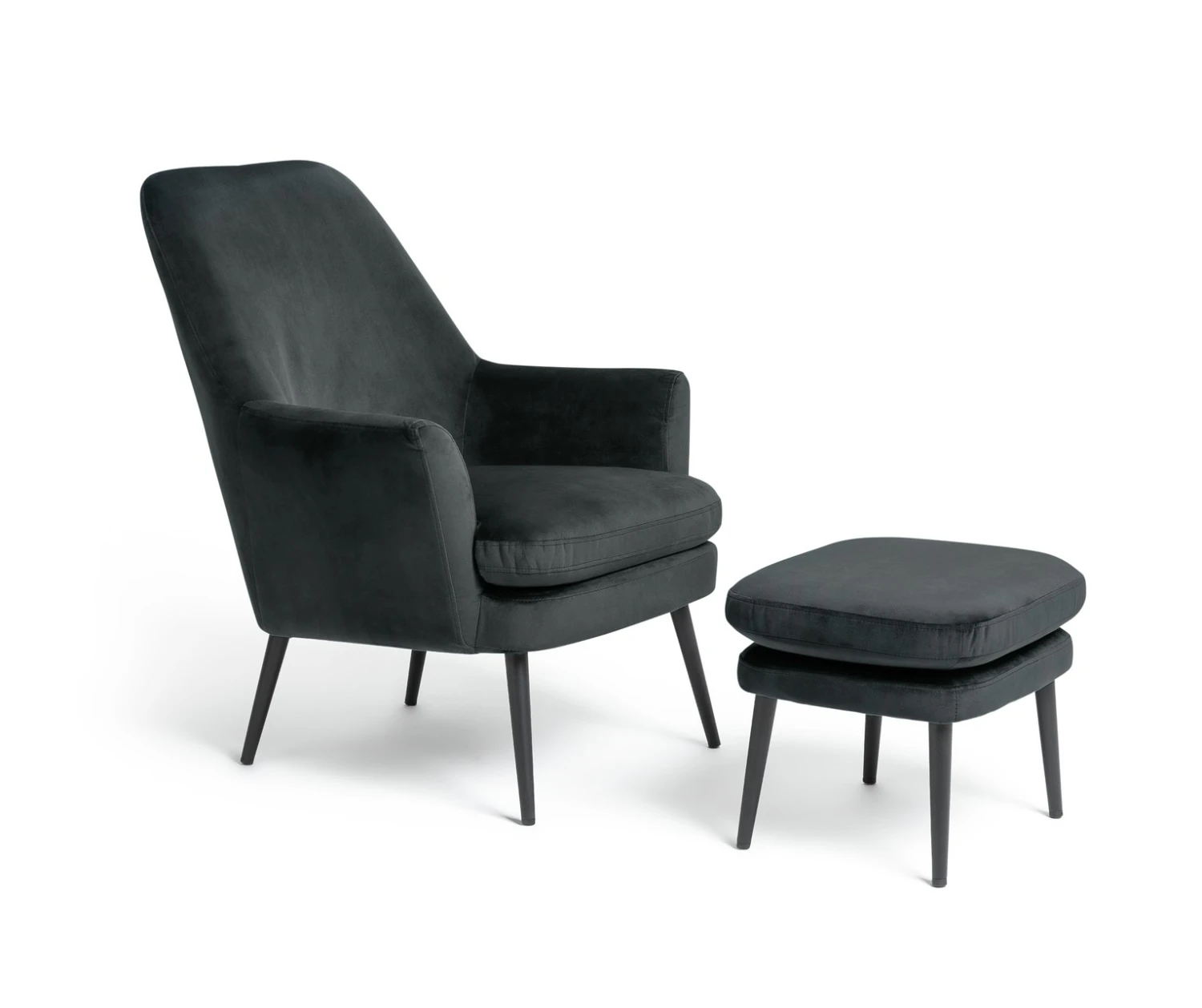 Habitat Celine Velvet Wingback Chair with Footstool-Charcoal Habitat Celine Velvet Wingback Chair With Footstool-Charcoal -Habitat Furni Sales 9401019 R Z001A