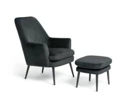 Habitat Celine Velvet Wingback Chair With Footstool-Charcoal 6 Habitat Celine Velvet Wingback Chair With Footstool-Charcoal -Habitat Furni Sales 9401019 R Z004A