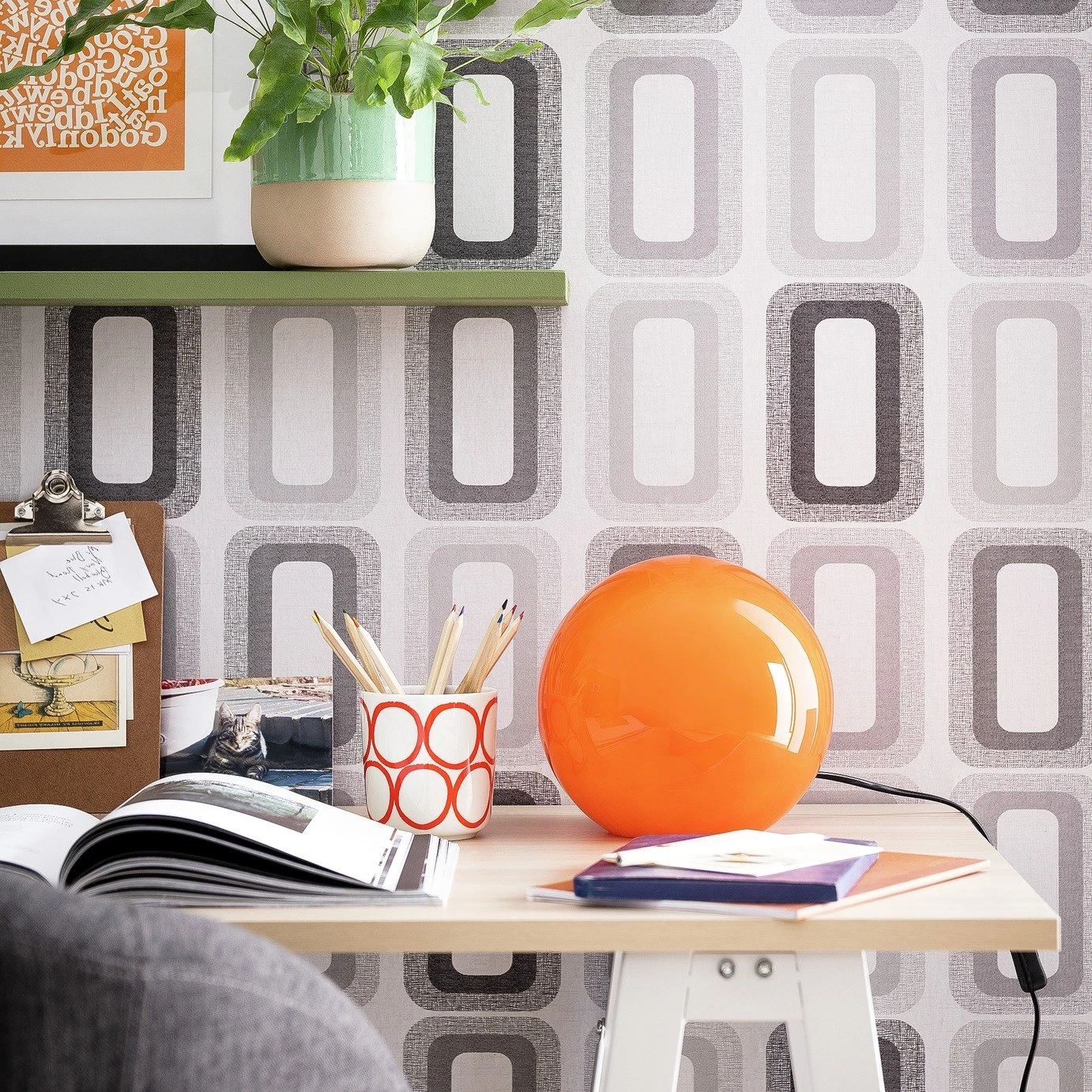 Habitat Caliban Globe Table Lamp - Orange Habitat Caliban Globe Table Lamp - Orange -Habitat Furni Sales 9404580 R Z001A