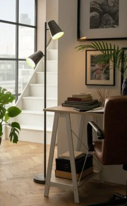 Habitat Iras Double Head Floor Lamp - Grey -Habitat Furni Sales 9404779 R Z002C